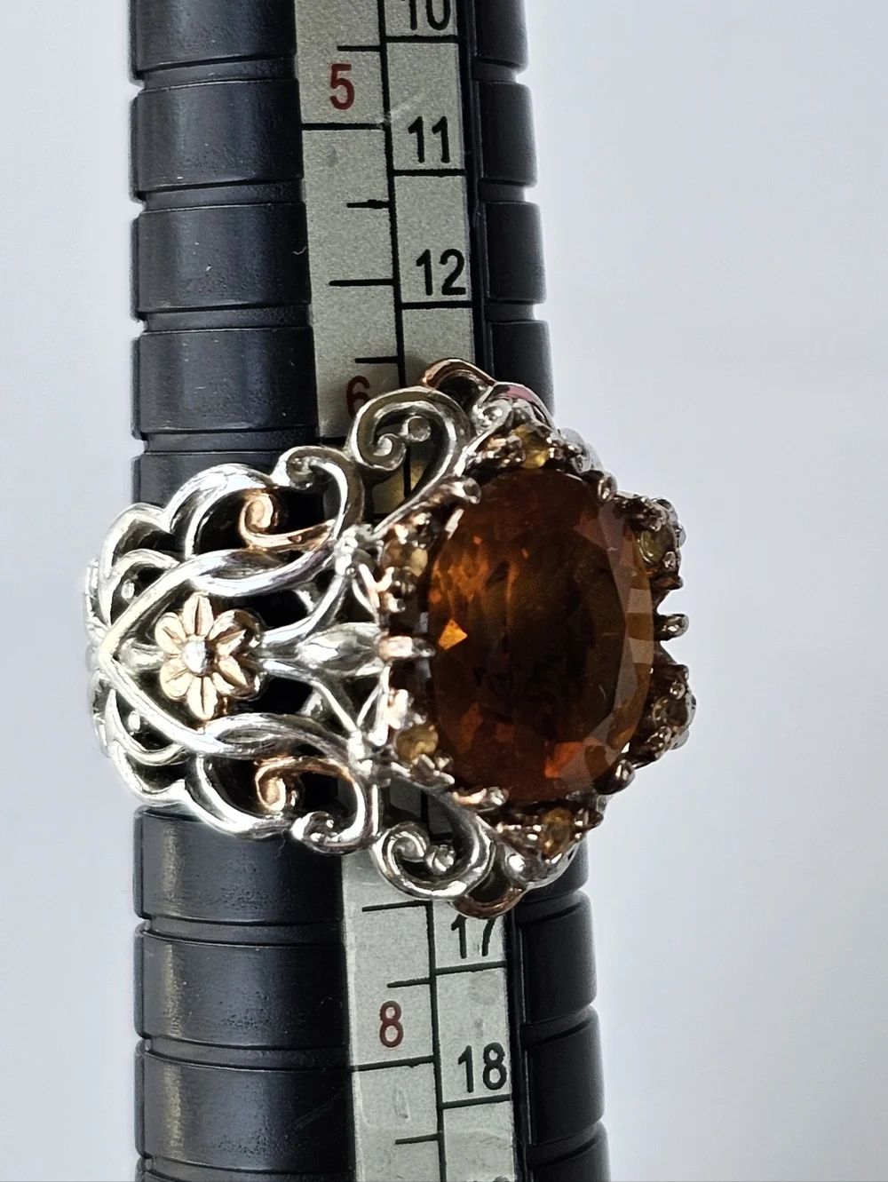 Genuine Madeira Citrine Palladium Sterling Silver 18k Rose Gold Ring Size 7! - Picture 5 of 5